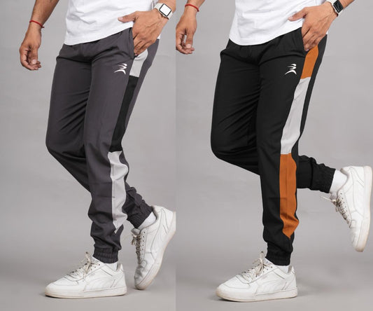 Men's Lycra Color Block Panel Jogger Combo