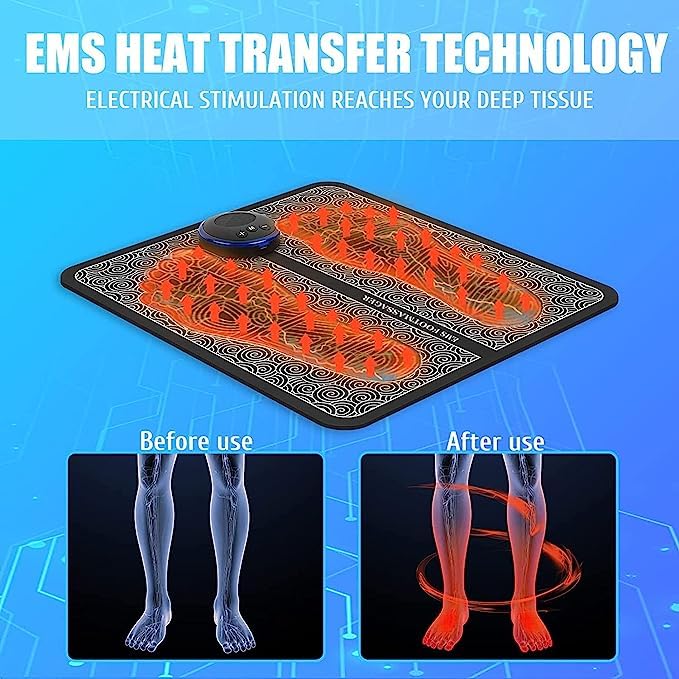 EMS Foot Massager, Electric Feet Massager, Deep Kneading Circulation Foot Booster for Feet and Legs Muscle Stimulator, Folding Portable Electric Massage Machine (Mix Design) - Discount Karo