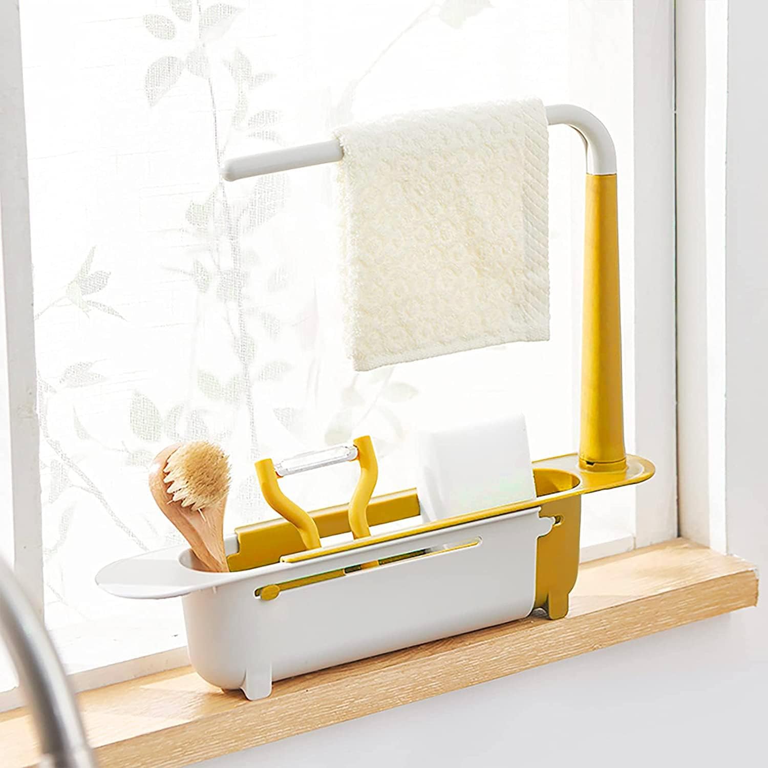 Telescopic Sink Storage Rack Material Kitchen Rag Rack Dishwashing Organizer Shelf Drain Basket Pp Under Sink Organizers ( Mic Color 1 Pc) - Discount Karo