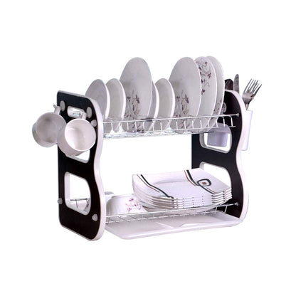 DISH DRAINER TWO LAYER DISH DRYING RACK WITH DRAIN BOARD - Discount Karo