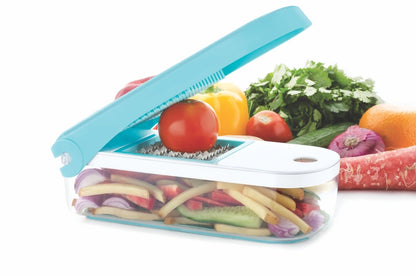 8108 Ganesh 7 in 1 Plastic Vegetable Dicer, Blue 