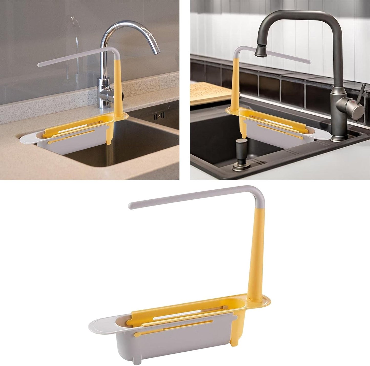 Telescopic Sink Storage Rack Material Kitchen Rag Rack Dishwashing Organizer Shelf Drain Basket Pp Under Sink Organizers ( Mic Color 1 Pc) - Discount Karo