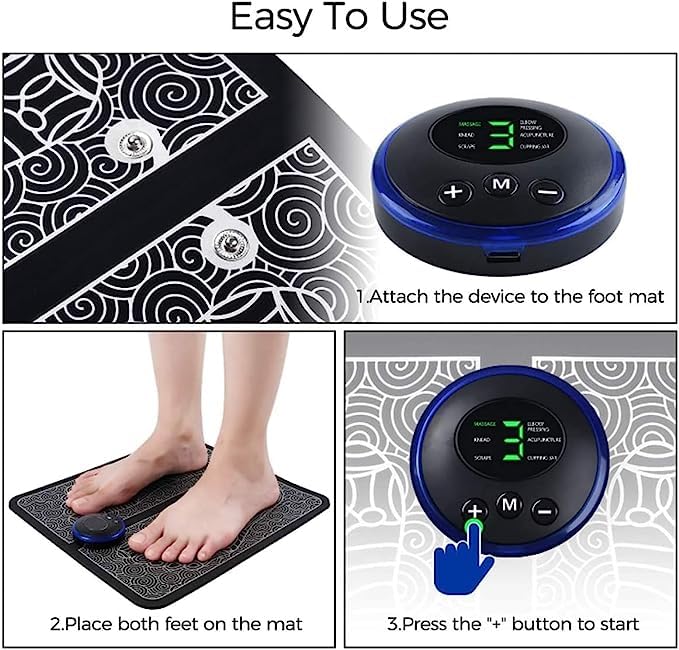 EMS Foot Massager, Electric Feet Massager, Deep Kneading Circulation Foot Booster for Feet and Legs Muscle Stimulator, Folding Portable Electric Massage Machine (Mix Design) - Discount Karo