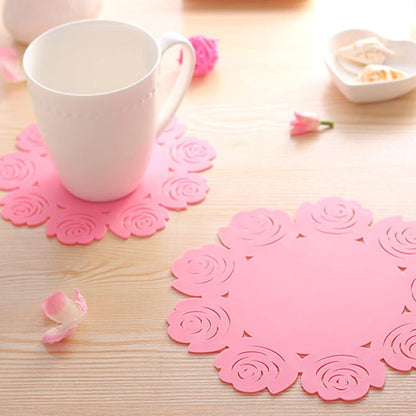 Multifunctional Placemat: Plate & Cup Mat in One (Rose/Circular)