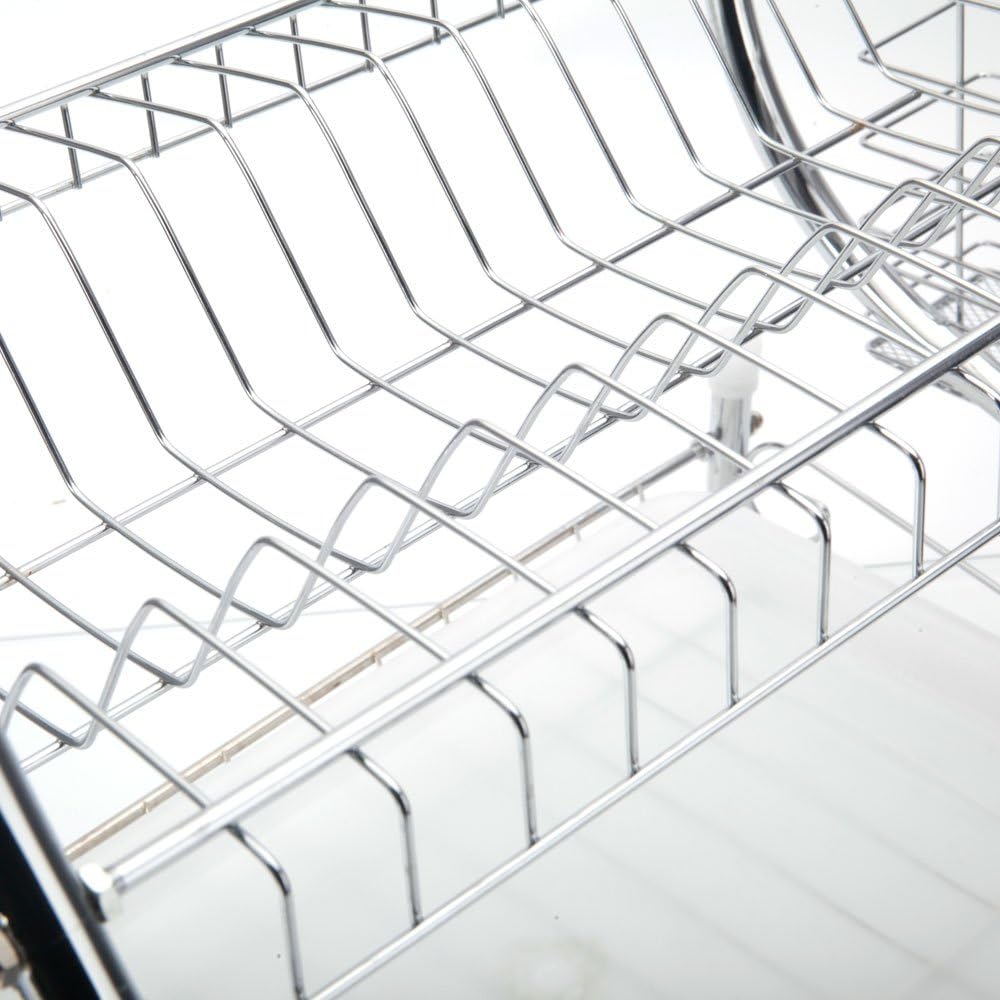 STAINLESS STEEL RECTANGLE DISH DRAINER RACK / BASKET WITH DRIP TRAY - Discount Karo