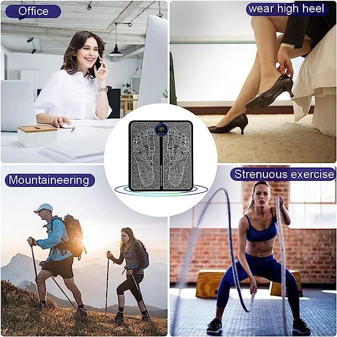 EMS Foot Massager, Electric Feet Massager, Deep Kneading Circulation Foot Booster for Feet and Legs Muscle Stimulator, Folding Portable Electric Massage Machine (Mix Design) - Discount Karo