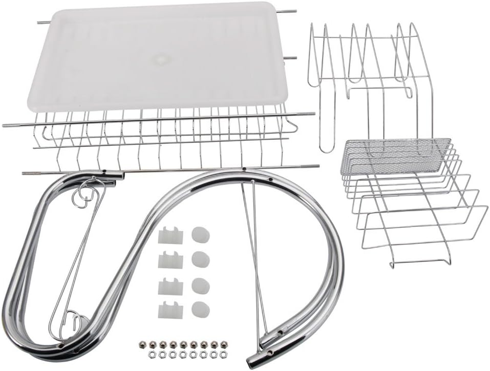 STAINLESS STEEL RECTANGLE DISH DRAINER RACK / BASKET WITH DRIP TRAY - Discount Karo