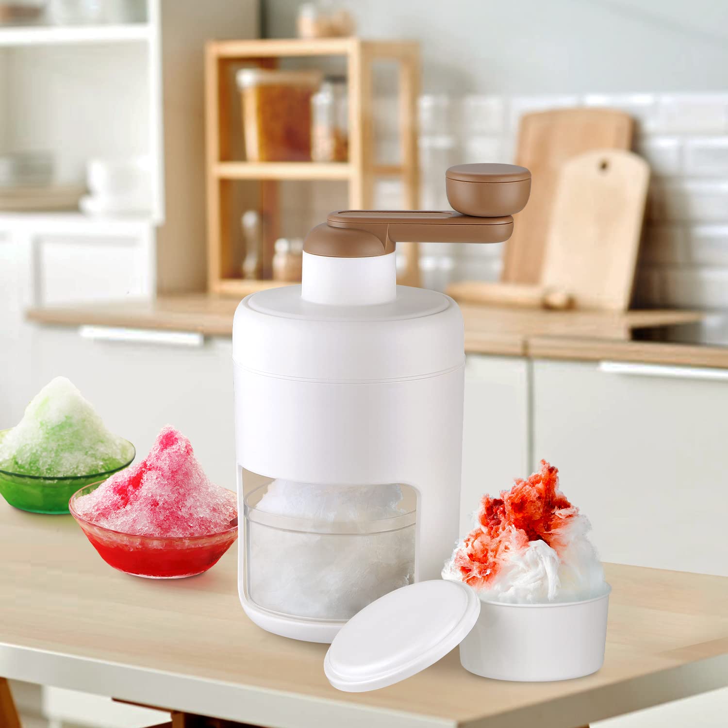 Portable Gola Maker Ice Crusher and Shaved Ice Machine, Hand Shaved Ice Machine Manual Fruit Smoothie Machine Mini Household Ice Shaver Small Ice Crusher - Discount Karo