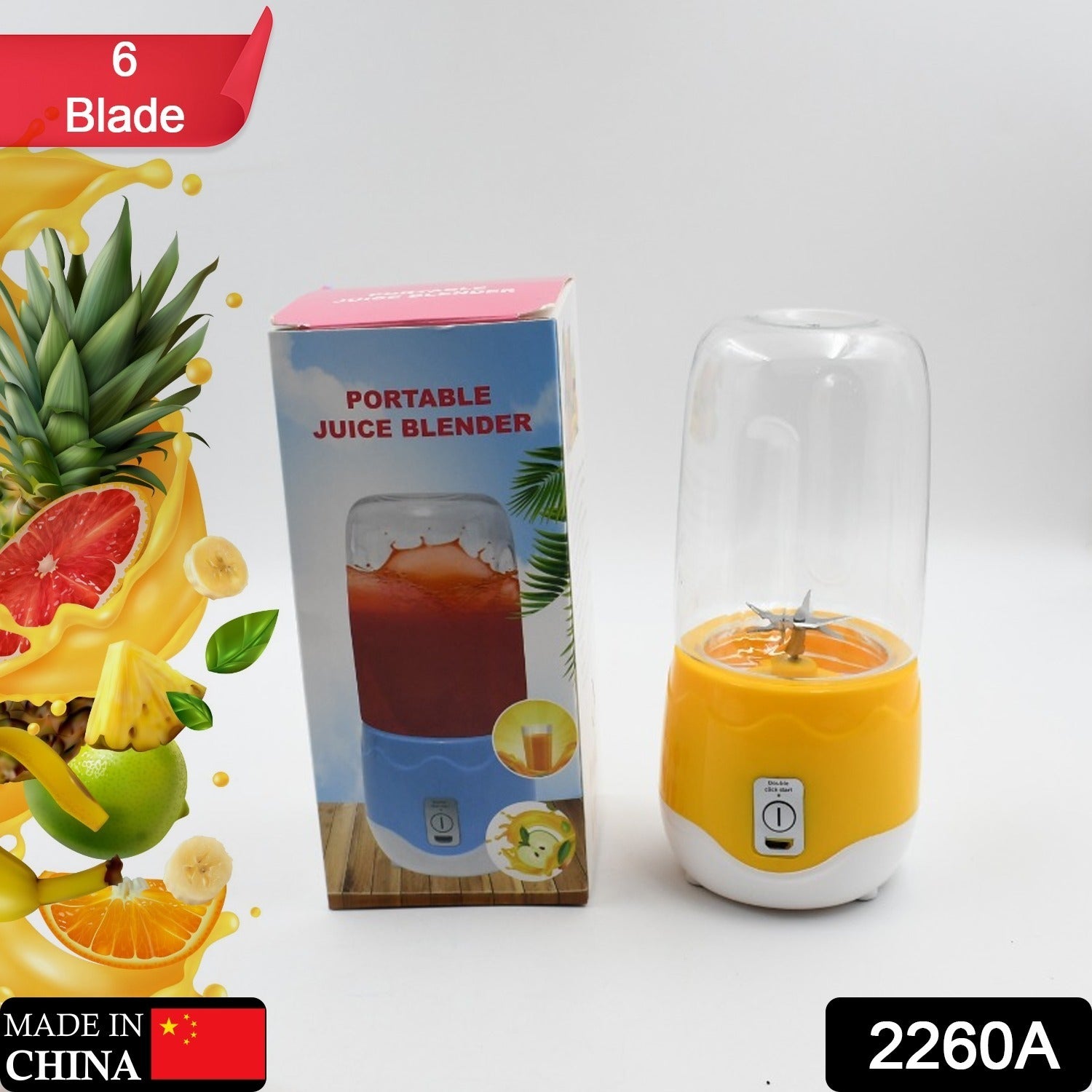 Portable Electric USB Juice Maker 6 blade Blender Grinder Mixer Personal Size, USB Rechargeable Mini Juicer for Smoothies and Shakes with Juicer Cup - 400ml - Discount Karo