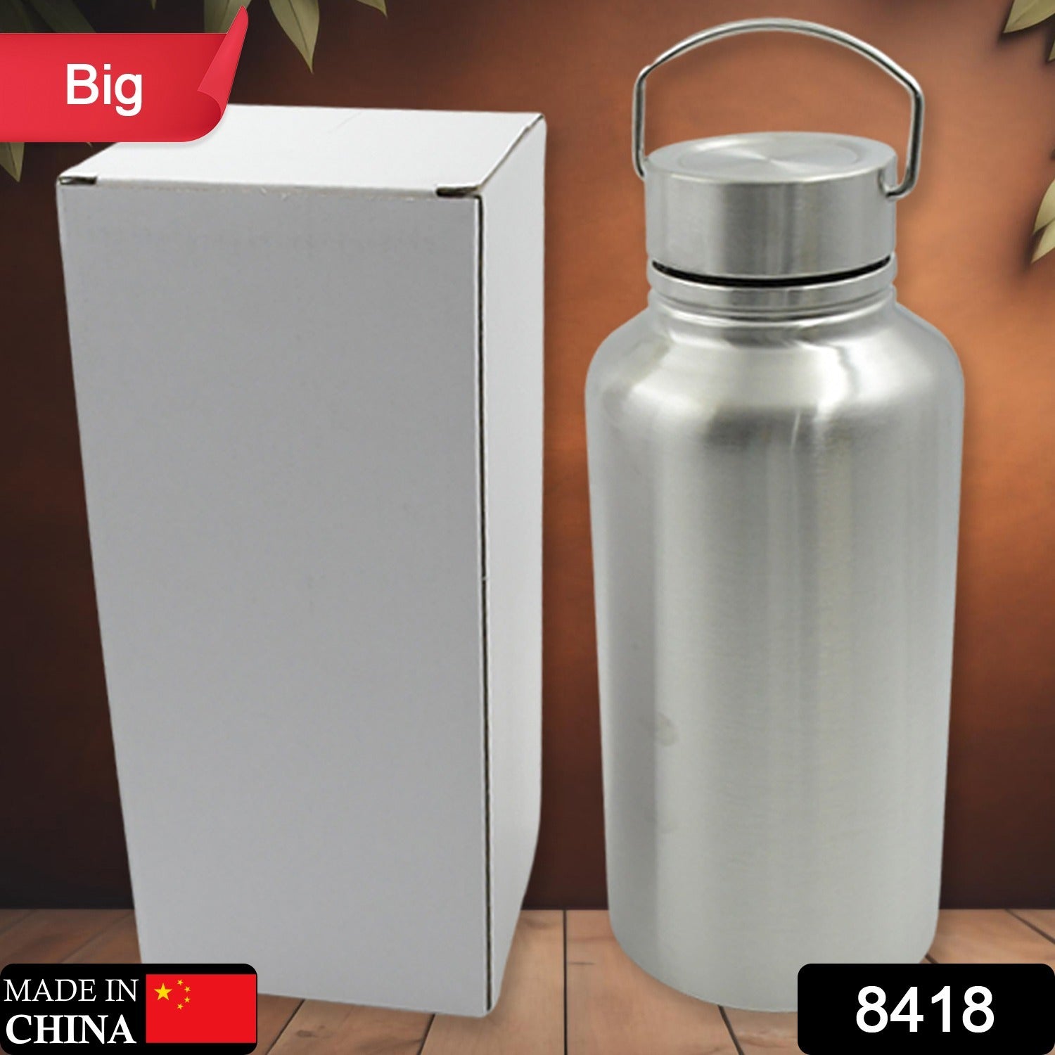 Stainless Steel Water Bottle with Handle (Large): Leak Proof, Hot & Cold, Gym - Discount Karo