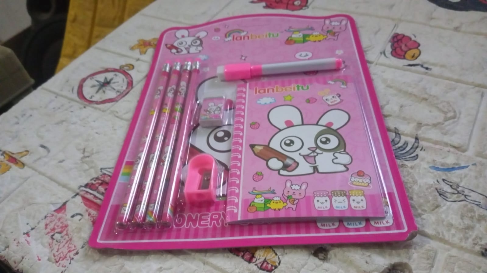 Kids' Stationery Kit: Wooden Pencils, Sharpener, Eraser, Diary (8 Pc Set) - Discount Karo