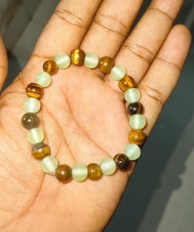 Natural Jade Round Beads Bracelet (Pack Of 2)