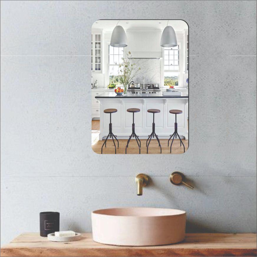 Wall Daddy Oval Shape Plastic Mirror For Wall Size (20x30)Cm Flexible Mirror Curve Rectangle