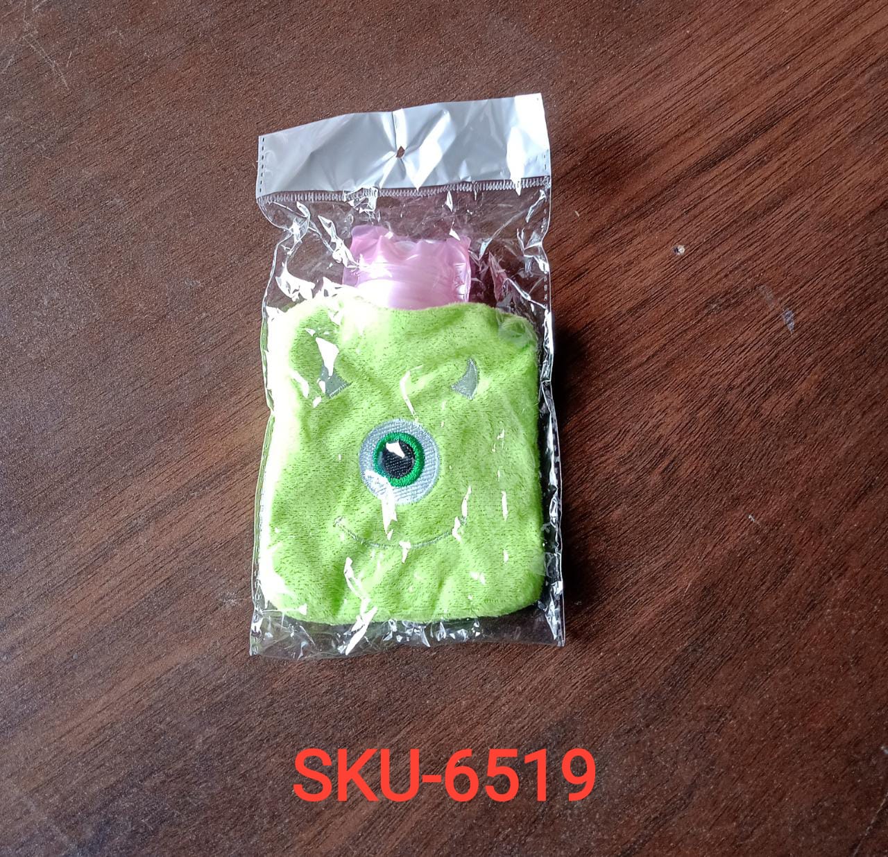 Green One-Eyed Monster Print Small Hot Water Bag with Cover for Pain Relief - Discount Karo