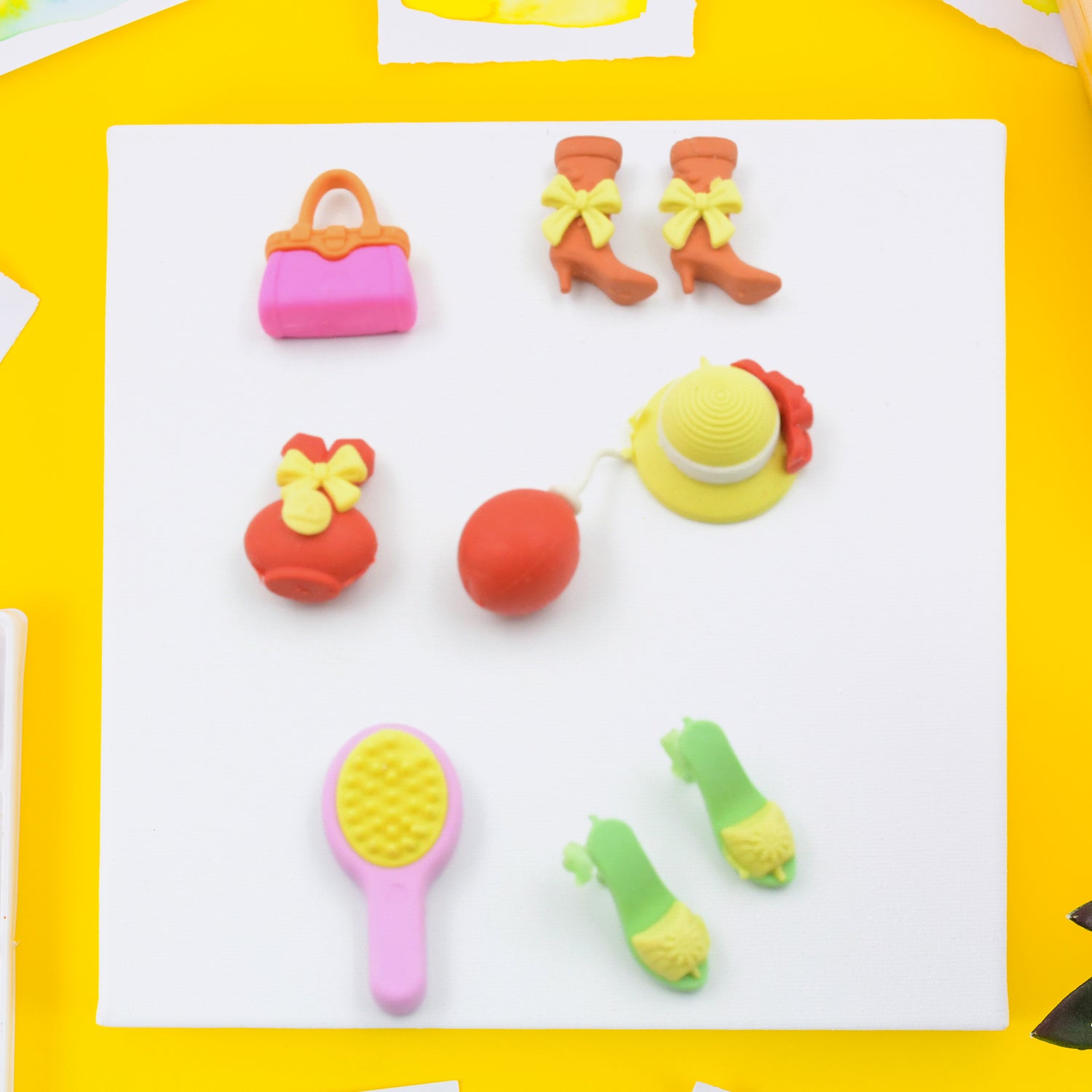 Fancy & Stylish Mini Erasers for Kids (9 Pc Set) - Fun Designs, Party Favors - Discount Karo