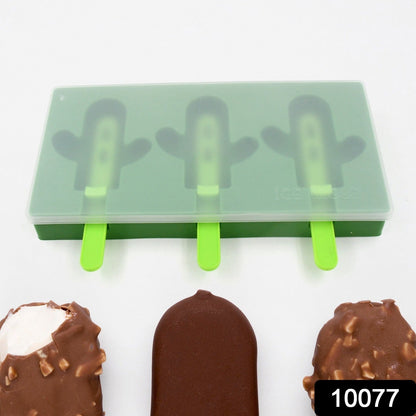 Ice Cream Mould Popsicle Mold, Cactus Shape Ice Pop Molds Homemade Popsicle for DIY Ice Popsicle, 3-Cavity Summer Food Kitchen Tools (1 Pc) - Discount Karo