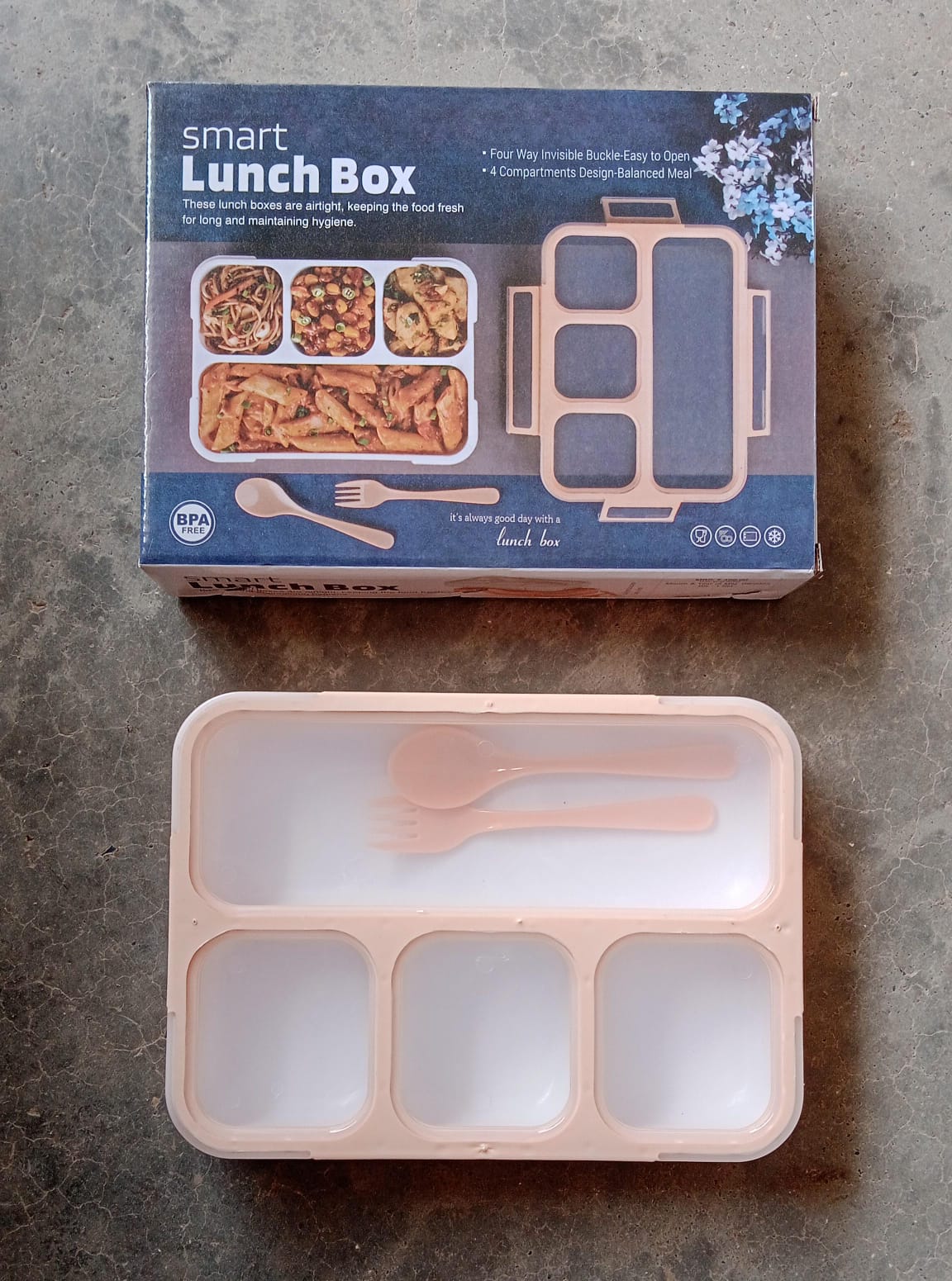 Lunch Box 4 Compartment With Leak Proof Lunch Box For School & Office Use - Discount Karo