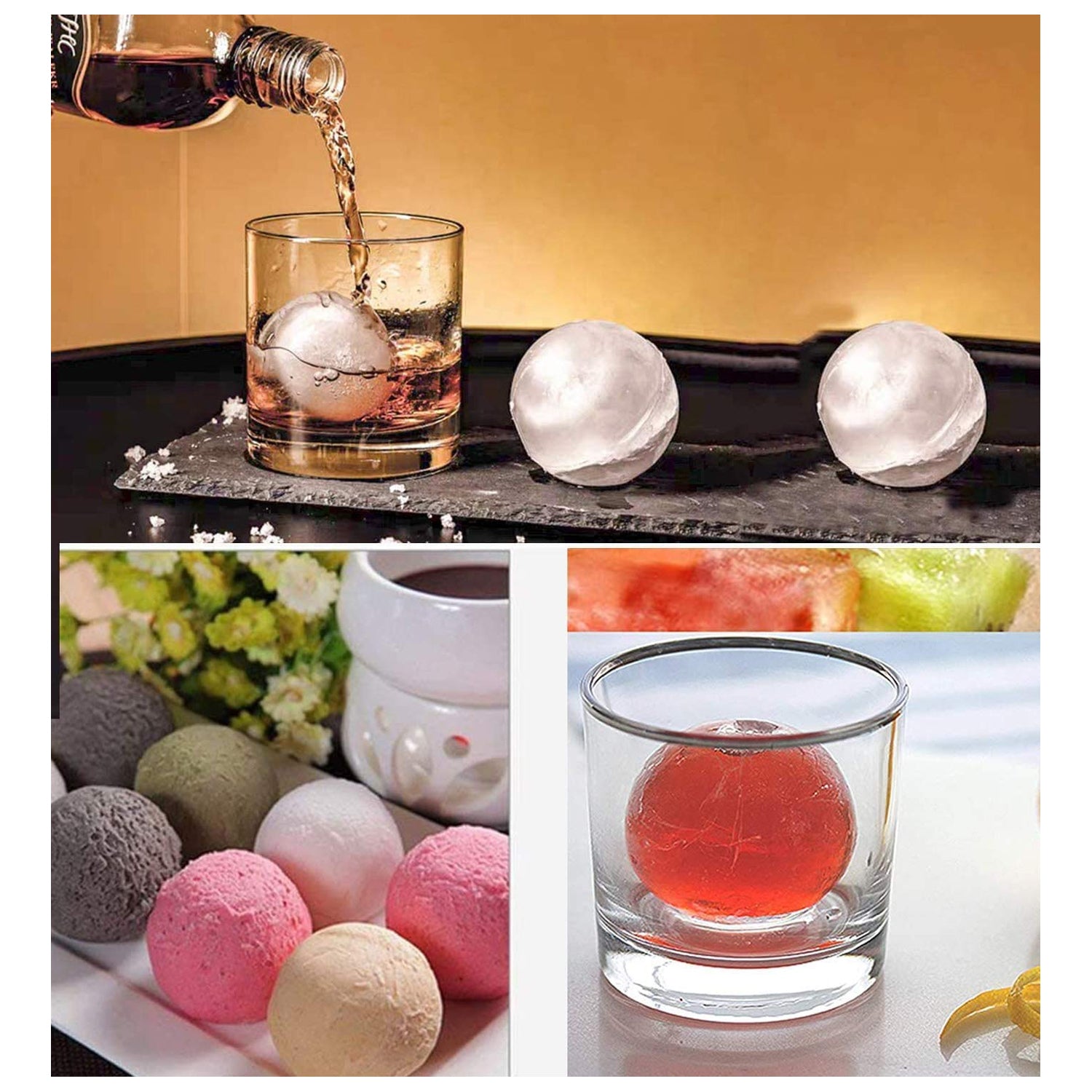 Ice Trays for Freezer Whiskey Ice Cube Plastic Ball Maker Mold Sphere Mould 4 Holes New Ice Balls Party Brick Round Tray Bar Tool ice for Whiskey - Discount Karo