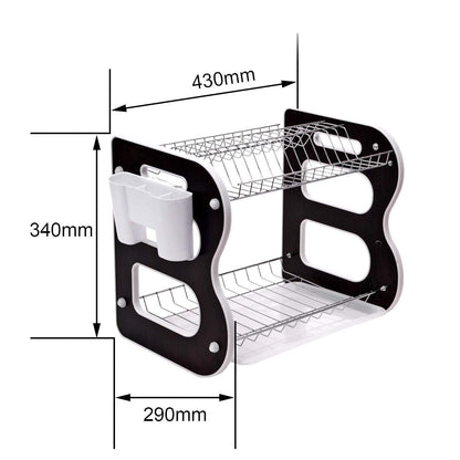 DISH DRAINER TWO LAYER DISH DRYING RACK WITH DRAIN BOARD - Discount Karo