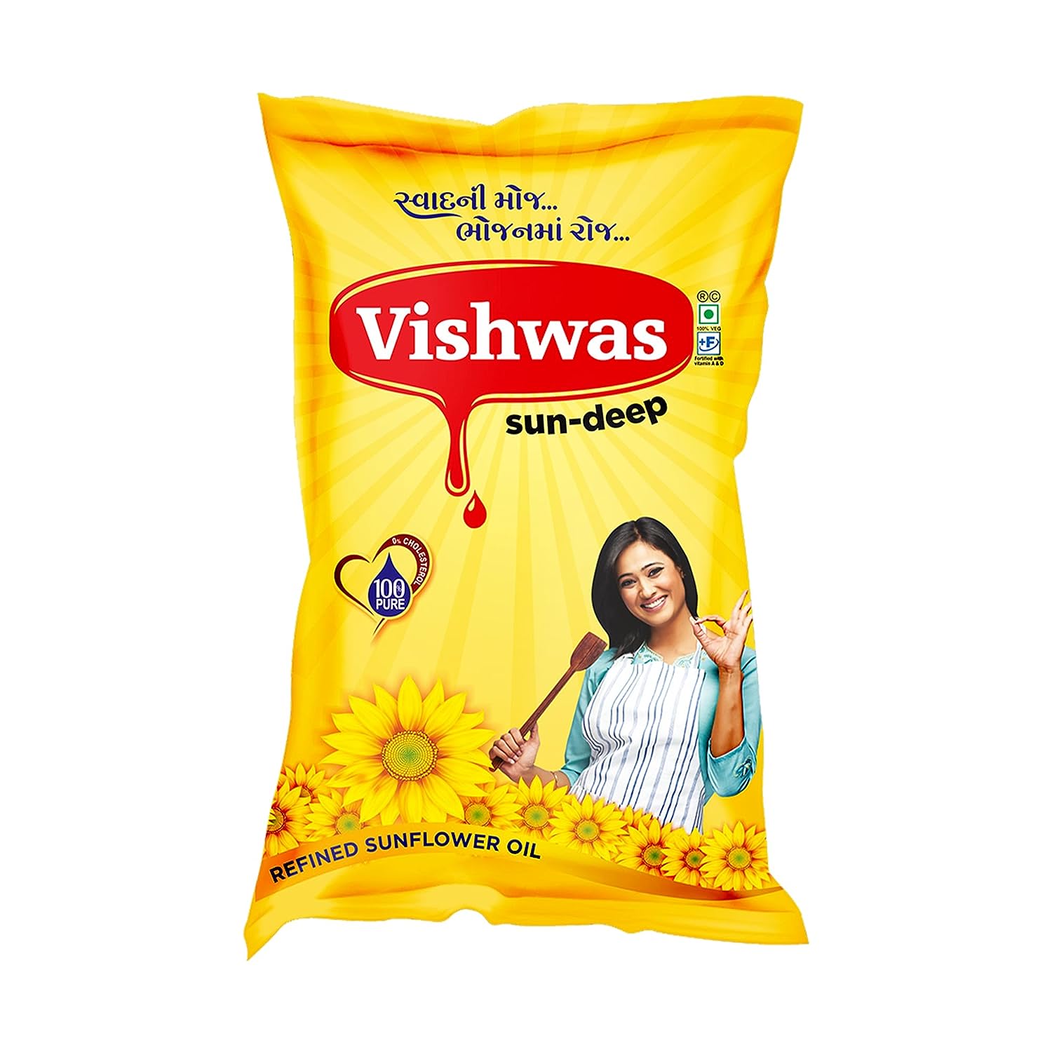 Vishwas Sunflower Oil Jar & Pouch | Refined Sunflower Oil 100% Natural and Pure Sunflower Cooking Oil (Pack Of 5) - Discount Karo