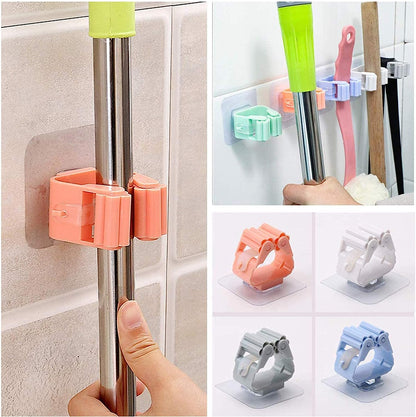 Broom Holder Wall Mounted, Mop and Broom Holder Broom Organizer Grip Clips, No Drilling, Wall Mounted Storage Rack Storage & Organization for Kitchen, Bathroom, Garden - Discount Karo