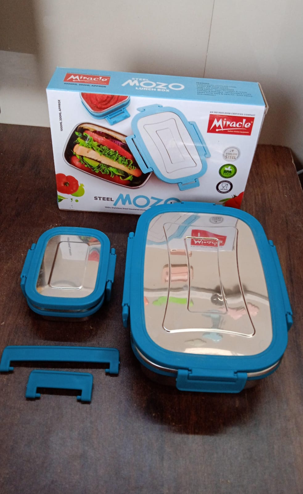 Premium Stainless Steel Lunch Box for Kid, 2 Containers Lunch Box, Perfect Size Meal Lunch Box Set for Office, School and Travelling Tiffin Box  (1000 ML+ 200 ML Approx) - Discount Karo