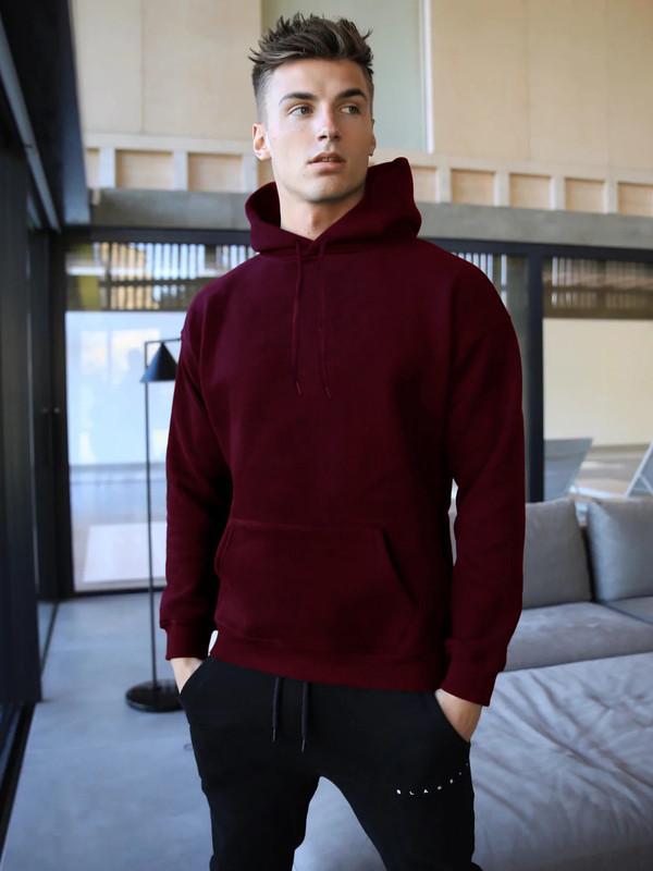 Cotton Solid Full Sleeves Mens Hoodie