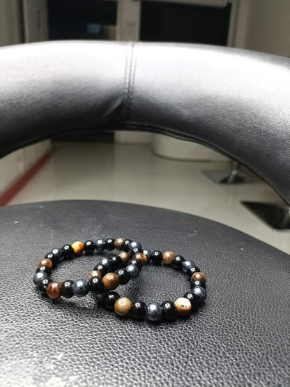 Tiger Eye Matte Black Beaded Bracelet(Combo)