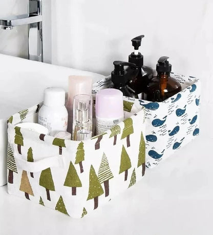 Canvas Fabric Basket with Handle - Discount Karo