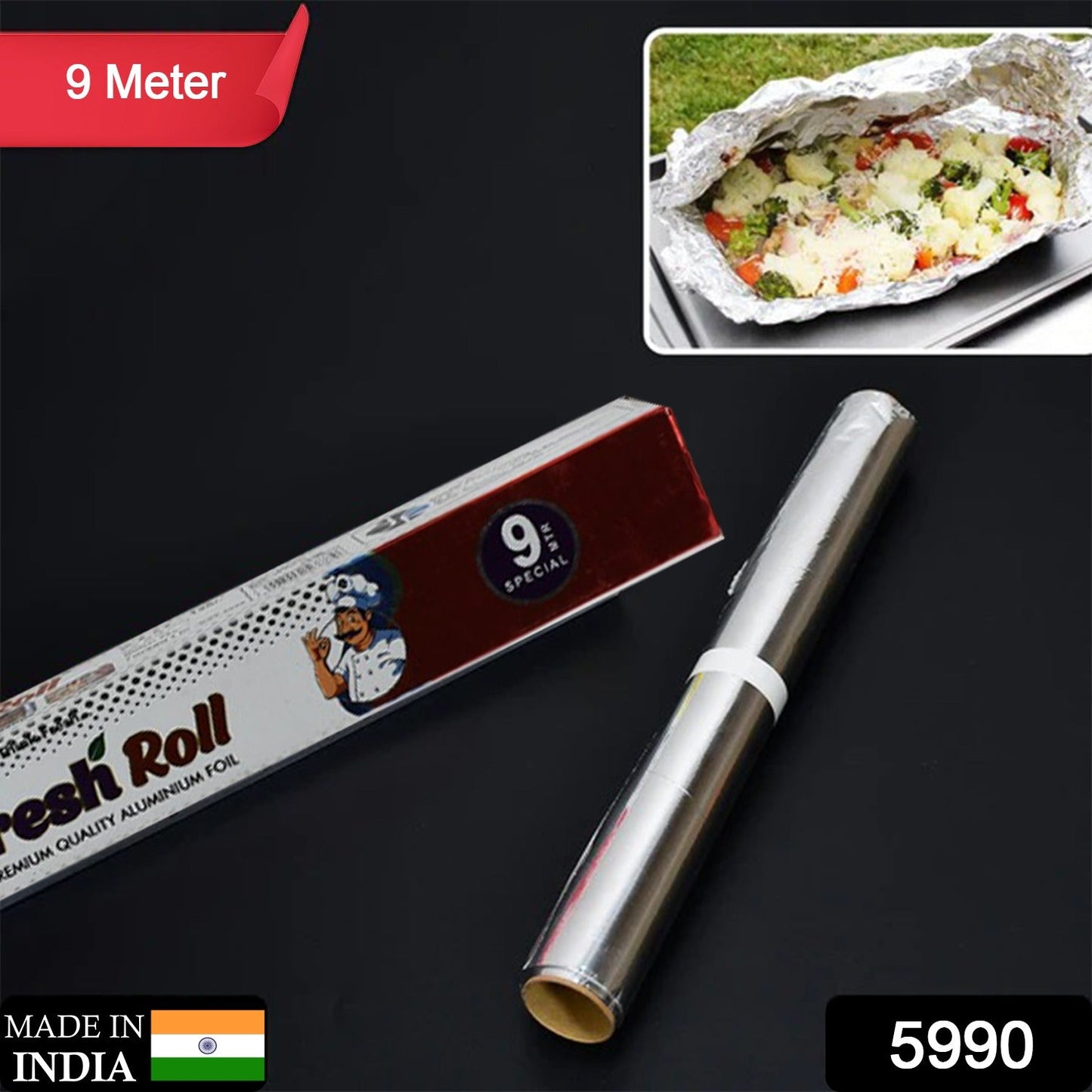 Aluminum Foil Roll Heavy Duty Non Stick Thick Aluminum Foil Sheet Baking Grilling Tool (9 Mtr) - Discount Karo