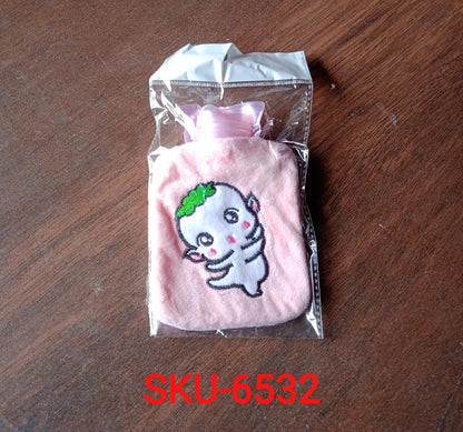 Pink Cartoon Small Hot Water Bag with Cover for Pain Relief - Discount Karo