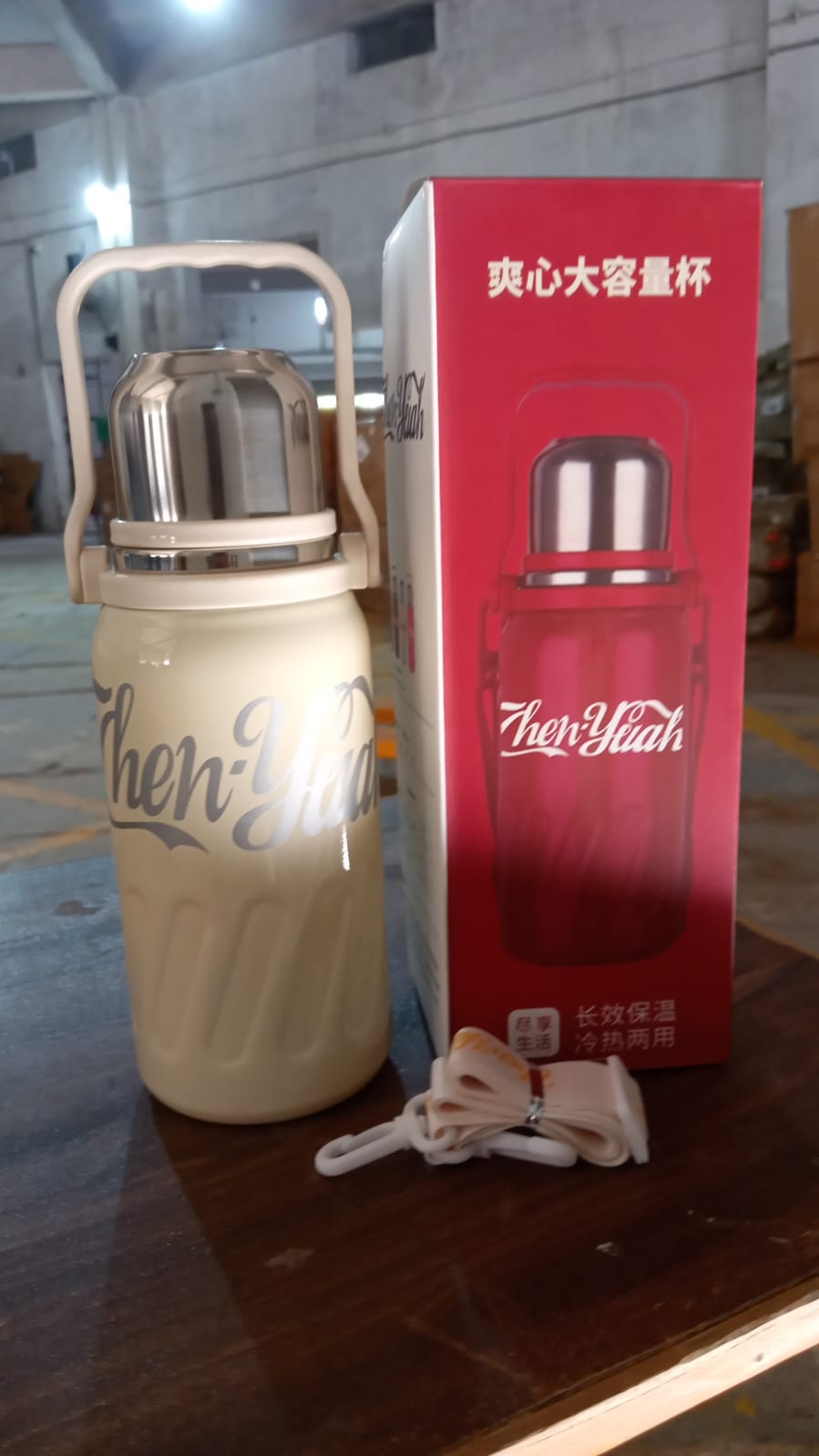 Stainless Steel Vacuum Insulated Water Bottle | Leak Proof Flask for Tea Coffee | Reusable Water Bottle with Hanging Strap | Bottle for Hot & Cold Drinks Wide Mouth Water Flask 1200 ML - Discount Karo