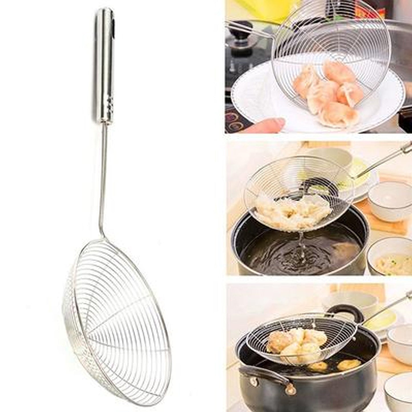 2730 Large Oil Strainer To Get Perfect Fried Food Stuffs Easily Without Any Problem And Damage. 