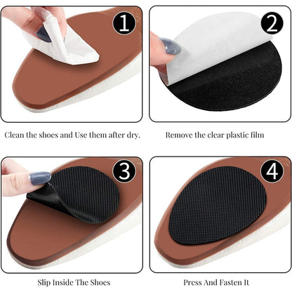 Non-Slip Shoe Pads, Rubber Shoe Sole Protector Pads, Self-Adhesive Shoe Grips Pads Stickers Non Skid for Ladies Shoes, High Heels, Boots (10 Pcs Set)