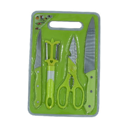 Plastic Chopping Board with Knife Set and Scissor And Wine Stainless Steel And Plastic Kitchen item Multipurpose cutting vegetables - Discount Karo