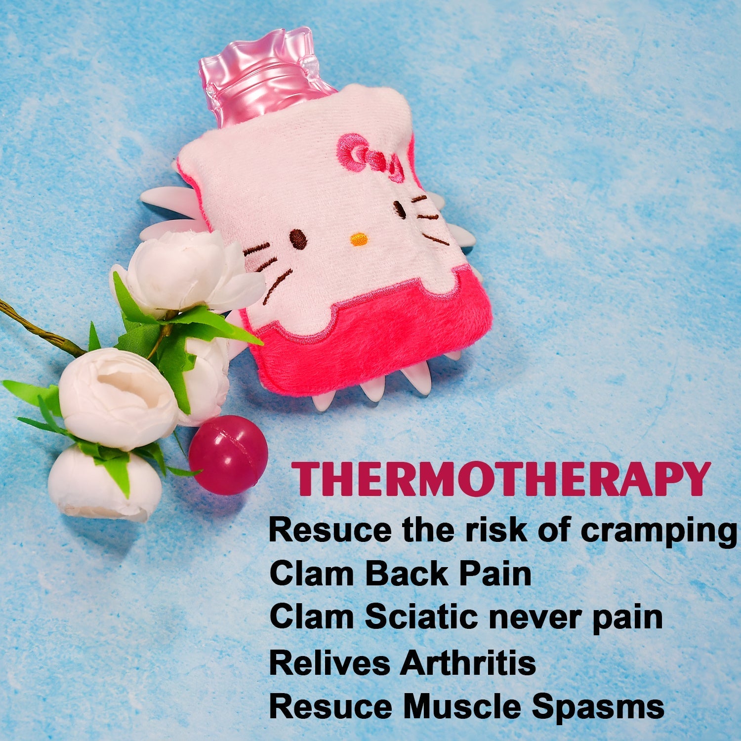 Pink Hello Kitty Small Hot Water Bag with Cover for Pain Relief - Discount Karo