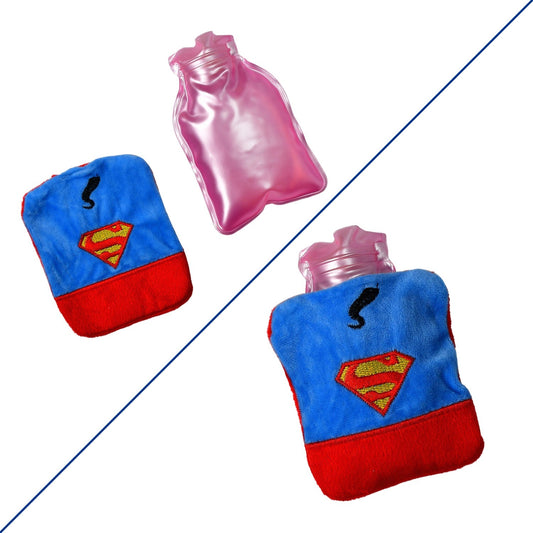 Superman Print Small Hot Water Bag with Cover for Pain Relief - Discount Karo