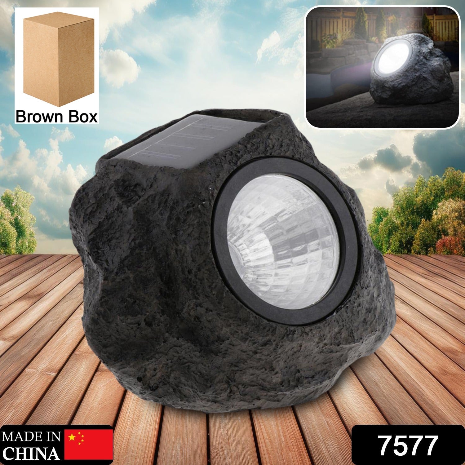 Solar Powered LED Rock Light Solar Powered LED Spotlight Faux Stone for Pathway Landscape Garden Outdoor Patio Yard (1 Pc) - Discount Karo