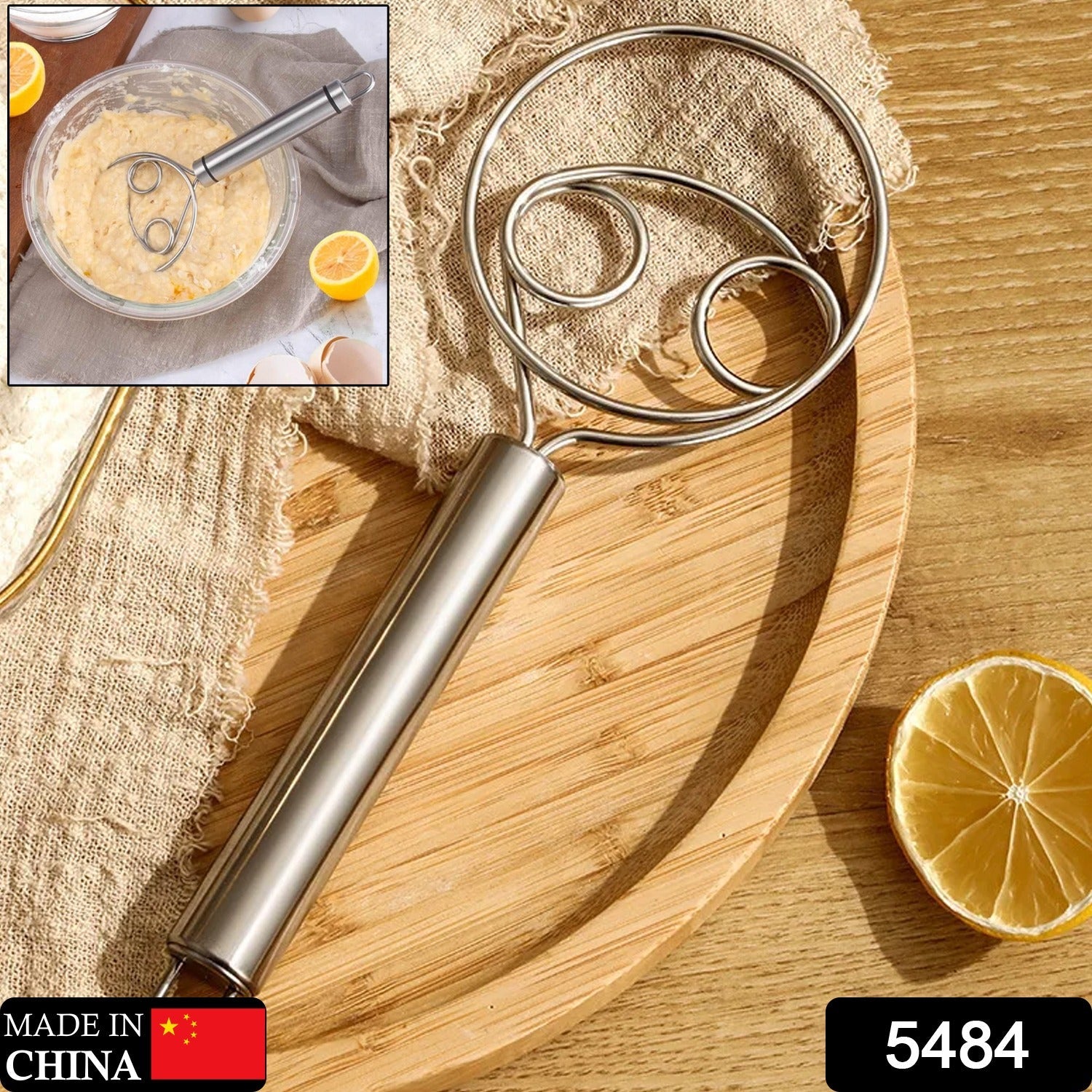 Dough Whisk, Premium Stainless Steel Dutch Whisk, Dough Hand Mixer Artisan Blender For Egg, Bread, Cake, Pastry, Pizza Dough - Perfect Baking Tools, Whisking, Tirring Kitchen Tools (1 Pc) - Discount Karo