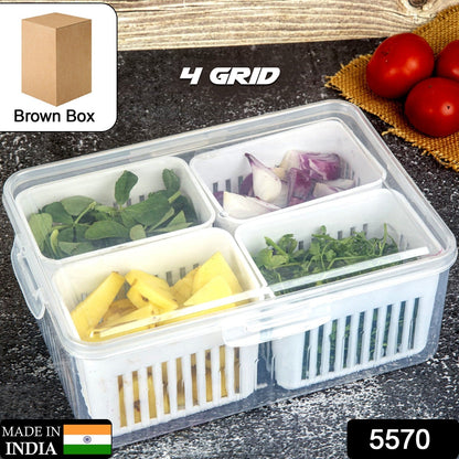 Fridge Storage Boxes Freezer Storage Containers, Container for Kitchen Storage Set, Storage in Kitchen, Vegetable Storage, Draining Crisper Refrigerator Food Box (1 Pc) - Discount Karo