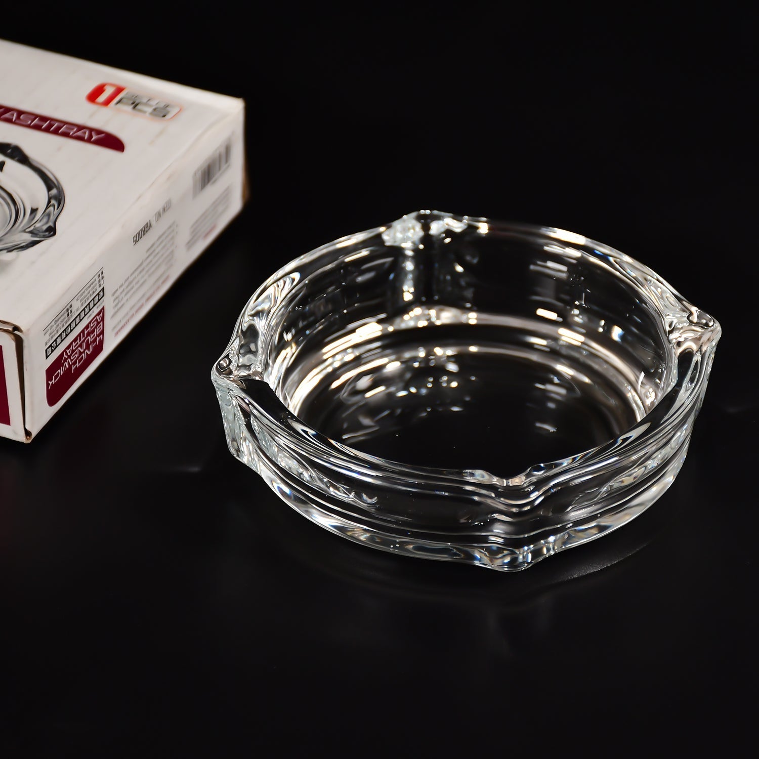 4063 Glass Brunswick Crystal Quality Cigar Cigarette Ashtray Round Tabletop for Home Office Indoor Outdoor Home Decor 