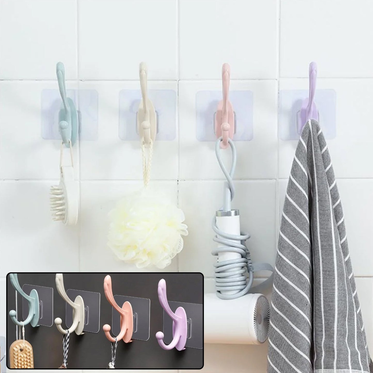 4687 Self Adhesive Plastic Wall Hook for Home 