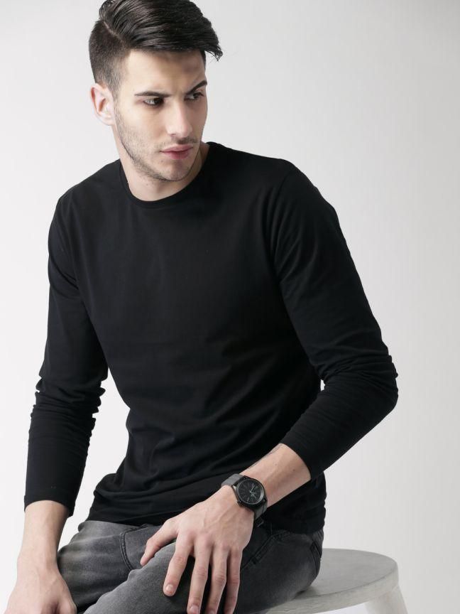 Cotton Solid Full Sleeves T-Shirt