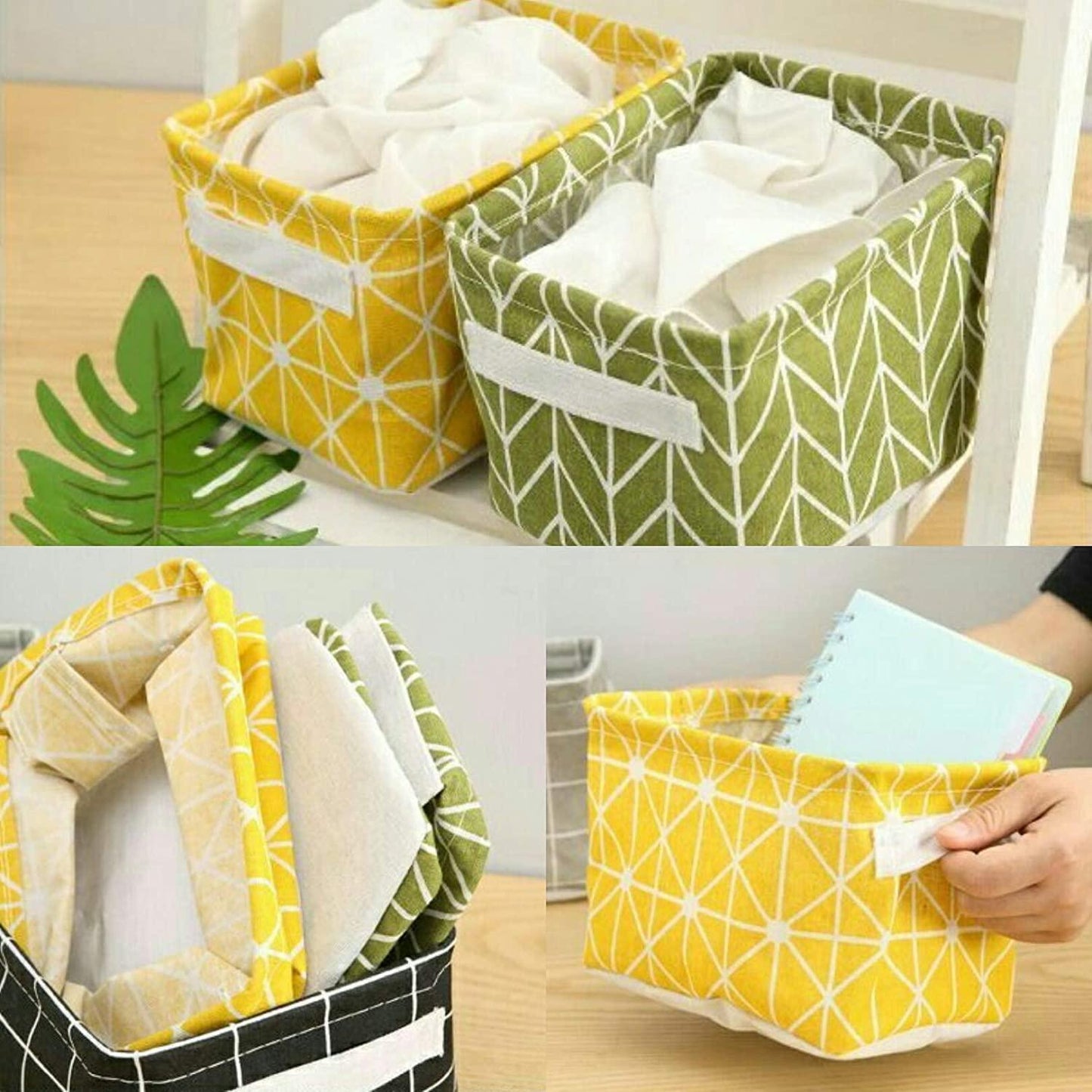 Canvas Fabric Basket with Handle - Discount Karo