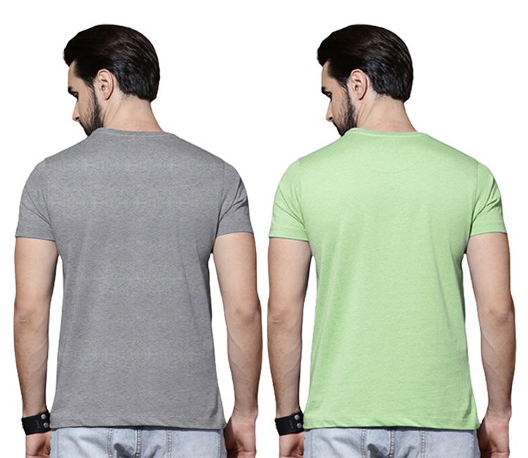 Cotton Solid Half Sleeves Mens Round Neck T-Shirt Pack Of 2