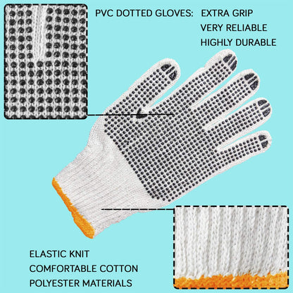 4611 Unisex Knitted/Sewing Cotton Plain Hand Gloves Raw White 