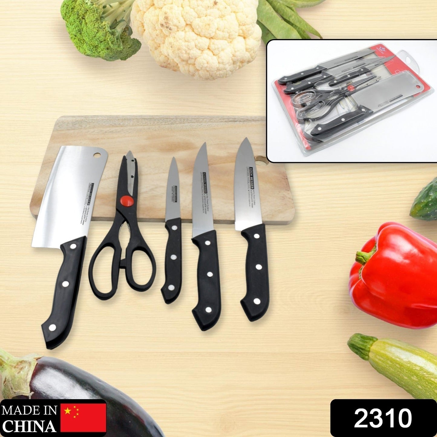 Stainless Steel 6 Piece Kitchen Knife Knives Set For Home Restaurant - Discount Karo