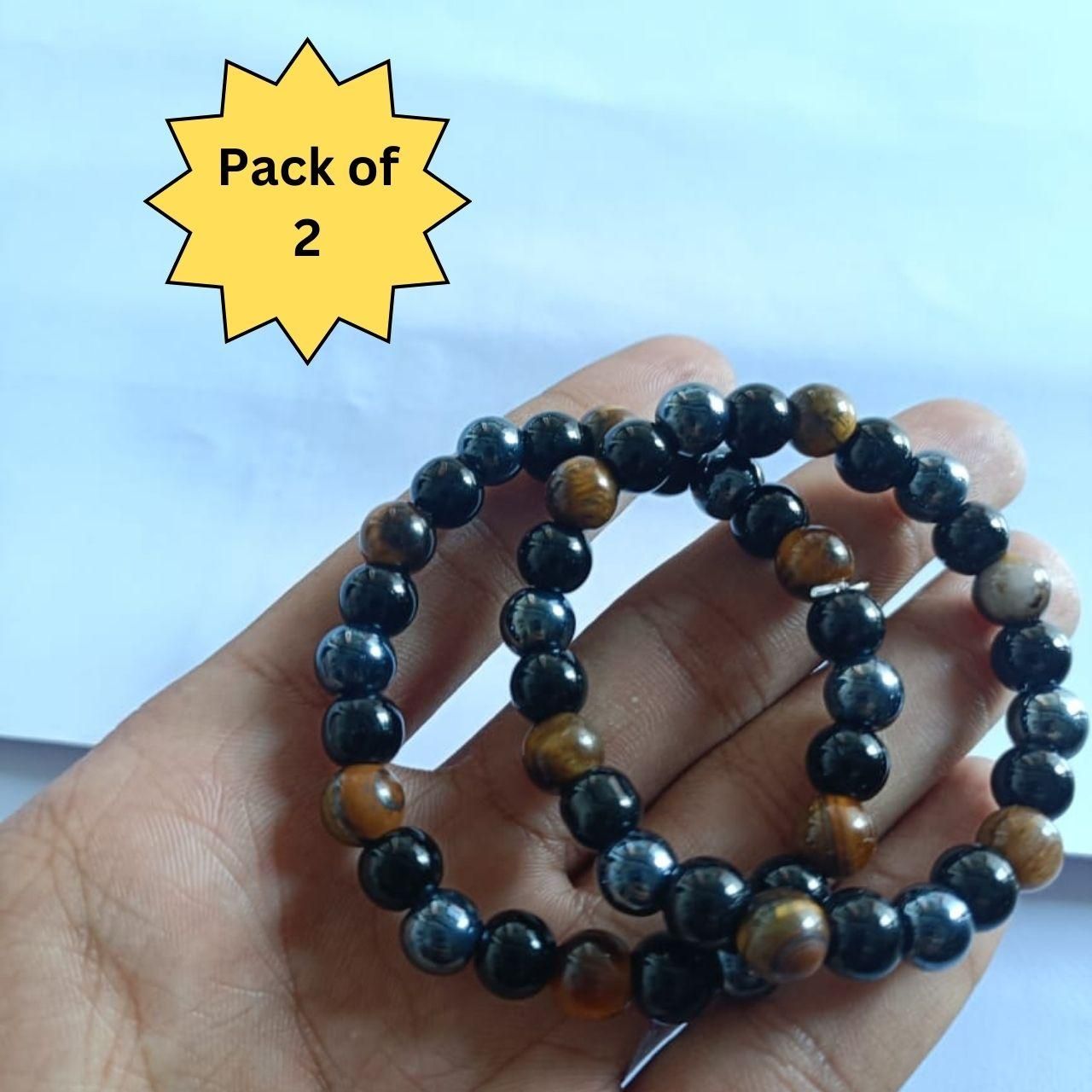 Tiger Eye Matte Black Beaded Bracelet(Combo)