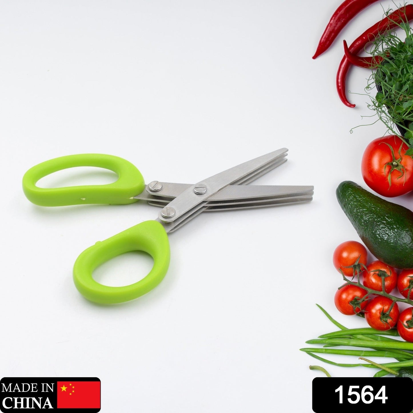 Multifunction Vegetable Stainless Steel Herbs Scissor with 3 Blades - Discount Karo