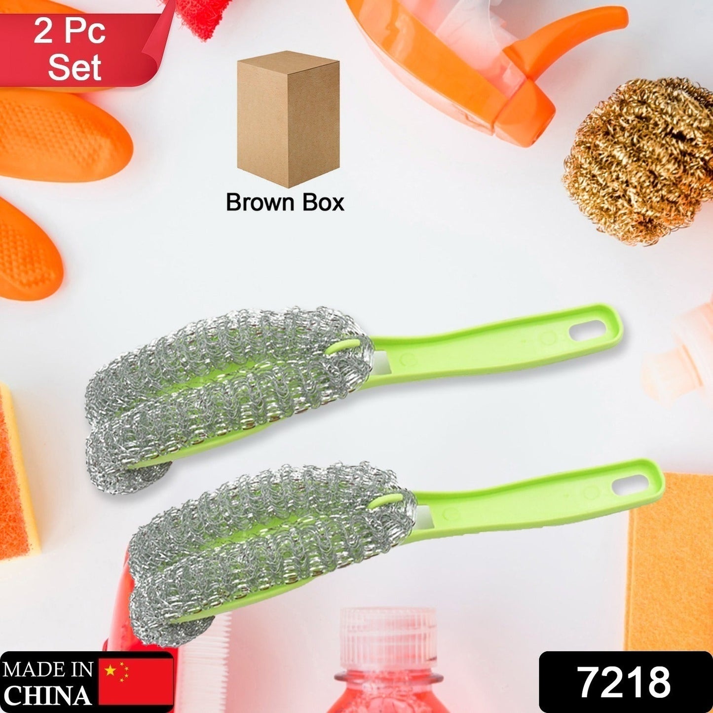 Wire Kitchen Washing Brush, Plastic Small Brush, Cleaning Brush, Bend Handle Pot Washing Brush (2 Pc) - Discount Karo